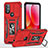 Funda Bumper Silicona y Plastico Mate Carcasa con Magnetico Anillo de dedo Soporte MQ3 para Motorola Moto G Power (2022) Rojo