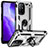 Funda Bumper Silicona y Plastico Mate Carcasa con Magnetico Anillo de dedo Soporte MQ3 para Oppo F19 Pro+ Plus 5G Plata