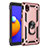 Funda Bumper Silicona y Plastico Mate Carcasa con Magnetico Anillo de dedo Soporte MQ3 para Samsung Galaxy A01 Core Oro Rosa