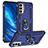 Funda Bumper Silicona y Plastico Mate Carcasa con Magnetico Anillo de dedo Soporte MQ3 para Samsung Galaxy F23 5G Azul