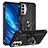 Funda Bumper Silicona y Plastico Mate Carcasa con Magnetico Anillo de dedo Soporte MQ3 para Samsung Galaxy F23 5G Negro