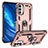 Funda Bumper Silicona y Plastico Mate Carcasa con Magnetico Anillo de dedo Soporte MQ3 para Samsung Galaxy F23 5G Oro Rosa