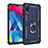 Funda Bumper Silicona y Plastico Mate Carcasa con Magnetico Anillo de dedo Soporte MQ3 para Samsung Galaxy M10 Azul