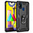 Funda Bumper Silicona y Plastico Mate Carcasa con Magnetico Anillo de dedo Soporte MQ3 para Samsung Galaxy M21s Negro