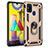Funda Bumper Silicona y Plastico Mate Carcasa con Magnetico Anillo de dedo Soporte MQ3 para Samsung Galaxy M21s Oro