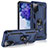 Funda Bumper Silicona y Plastico Mate Carcasa con Magnetico Anillo de dedo Soporte MQ3 para Samsung Galaxy S20 FE (2022) 5G Azul