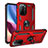Funda Bumper Silicona y Plastico Mate Carcasa con Magnetico Anillo de dedo Soporte MQ3 para Xiaomi Mi 11X Pro 5G Rojo