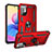 Funda Bumper Silicona y Plastico Mate Carcasa con Magnetico Anillo de dedo Soporte MQ3 para Xiaomi POCO M3 Pro 5G Rojo