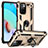 Funda Bumper Silicona y Plastico Mate Carcasa con Magnetico Anillo de dedo Soporte MQ3 para Xiaomi Redmi 10 4G Oro