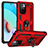 Funda Bumper Silicona y Plastico Mate Carcasa con Magnetico Anillo de dedo Soporte MQ3 para Xiaomi Redmi 10 4G Rojo