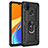 Funda Bumper Silicona y Plastico Mate Carcasa con Magnetico Anillo de dedo Soporte MQ3 para Xiaomi Redmi 10A 4G Negro