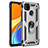 Funda Bumper Silicona y Plastico Mate Carcasa con Magnetico Anillo de dedo Soporte MQ3 para Xiaomi Redmi 10A 4G Plata