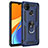 Funda Bumper Silicona y Plastico Mate Carcasa con Magnetico Anillo de dedo Soporte MQ3 para Xiaomi Redmi 9 India Azul