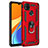 Funda Bumper Silicona y Plastico Mate Carcasa con Magnetico Anillo de dedo Soporte MQ3 para Xiaomi Redmi 9 India Rojo