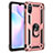 Funda Bumper Silicona y Plastico Mate Carcasa con Magnetico Anillo de dedo Soporte MQ3 para Xiaomi Redmi 9AT Oro Rosa