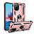 Funda Bumper Silicona y Plastico Mate Carcasa con Magnetico Anillo de dedo Soporte MQ3 para Xiaomi Redmi Note 10 4G Oro Rosa