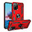 Funda Bumper Silicona y Plastico Mate Carcasa con Magnetico Anillo de dedo Soporte MQ3 para Xiaomi Redmi Note 10 4G Rojo