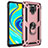 Funda Bumper Silicona y Plastico Mate Carcasa con Magnetico Anillo de dedo Soporte MQ3 para Xiaomi Redmi Note 9 Pro Max Oro Rosa