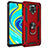 Funda Bumper Silicona y Plastico Mate Carcasa con Magnetico Anillo de dedo Soporte MQ3 para Xiaomi Redmi Note 9 Pro Max Rojo