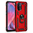 Funda Bumper Silicona y Plastico Mate Carcasa con Magnetico Anillo de dedo Soporte MQ4 para Oppo A93 5G Rojo