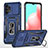 Funda Bumper Silicona y Plastico Mate Carcasa con Magnetico Anillo de dedo Soporte MQ4 para Samsung Galaxy M32 5G Azul