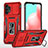 Funda Bumper Silicona y Plastico Mate Carcasa con Magnetico Anillo de dedo Soporte MQ4 para Samsung Galaxy M32 5G Rojo