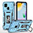 Funda Bumper Silicona y Plastico Mate Carcasa con Magnetico Anillo de dedo Soporte MQ4 para Xiaomi Redmi 10C 4G Azul Cielo