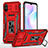 Funda Bumper Silicona y Plastico Mate Carcasa con Magnetico Anillo de dedo Soporte MQ4 para Xiaomi Redmi 9AT Rojo