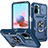 Funda Bumper Silicona y Plastico Mate Carcasa con Magnetico Anillo de dedo Soporte MQ5 para Xiaomi Poco M5S Azul