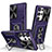 Funda Bumper Silicona y Plastico Mate Carcasa con Magnetico Anillo de dedo Soporte MQ7 para Samsung Galaxy S25 Ultra 5G Morado