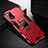 Funda Bumper Silicona y Plastico Mate Carcasa con Magnetico Anillo de dedo Soporte N01 para Huawei Honor Play4 Pro 5G Rojo