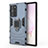 Funda Bumper Silicona y Plastico Mate Carcasa con Magnetico Anillo de dedo Soporte N01 para Samsung Galaxy Note 20 Ultra 5G Azul