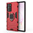 Funda Bumper Silicona y Plastico Mate Carcasa con Magnetico Anillo de dedo Soporte N01 para Samsung Galaxy Note 20 Ultra 5G Rojo