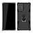 Funda Bumper Silicona y Plastico Mate Carcasa con Magnetico Anillo de dedo Soporte N03 para Samsung Galaxy Note 20 5G Negro