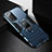 Funda Bumper Silicona y Plastico Mate Carcasa con Magnetico Anillo de dedo Soporte N06 para Samsung Galaxy Note 20 5G Azul