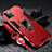 Funda Bumper Silicona y Plastico Mate Carcasa con Magnetico Anillo de dedo Soporte para Apple iPhone 13 Pro Max Rojo