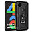 Funda Bumper Silicona y Plastico Mate Carcasa con Magnetico Anillo de dedo Soporte para Google Pixel 4a Negro