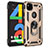 Funda Bumper Silicona y Plastico Mate Carcasa con Magnetico Anillo de dedo Soporte para Google Pixel 4a Oro