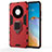 Funda Bumper Silicona y Plastico Mate Carcasa con Magnetico Anillo de dedo Soporte para Huawei Mate 40E 4G Rojo