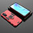 Funda Bumper Silicona y Plastico Mate Carcasa con Magnetico Anillo de dedo Soporte para Huawei Nova Y70 Rojo