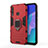 Funda Bumper Silicona y Plastico Mate Carcasa con Magnetico Anillo de dedo Soporte para Huawei Y7p Rojo