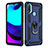 Funda Bumper Silicona y Plastico Mate Carcasa con Magnetico Anillo de dedo Soporte para Motorola Moto E20 Azul