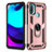Funda Bumper Silicona y Plastico Mate Carcasa con Magnetico Anillo de dedo Soporte para Motorola Moto E20 Oro Rosa