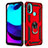 Funda Bumper Silicona y Plastico Mate Carcasa con Magnetico Anillo de dedo Soporte para Motorola Moto E20 Rojo