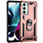Funda Bumper Silicona y Plastico Mate Carcasa con Magnetico Anillo de dedo Soporte para Motorola Moto Edge S30 5G Oro Rosa