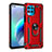 Funda Bumper Silicona y Plastico Mate Carcasa con Magnetico Anillo de dedo Soporte para Motorola Moto G100 5G Rojo