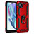 Funda Bumper Silicona y Plastico Mate Carcasa con Magnetico Anillo de dedo Soporte para Motorola Moto G50 5G Rojo