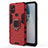 Funda Bumper Silicona y Plastico Mate Carcasa con Magnetico Anillo de dedo Soporte para OnePlus Nord N10 5G Rojo
