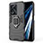 Funda Bumper Silicona y Plastico Mate Carcasa con Magnetico Anillo de dedo Soporte para Oppo A38 Negro