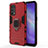 Funda Bumper Silicona y Plastico Mate Carcasa con Magnetico Anillo de dedo Soporte para Oppo Find X3 Lite 5G Rojo